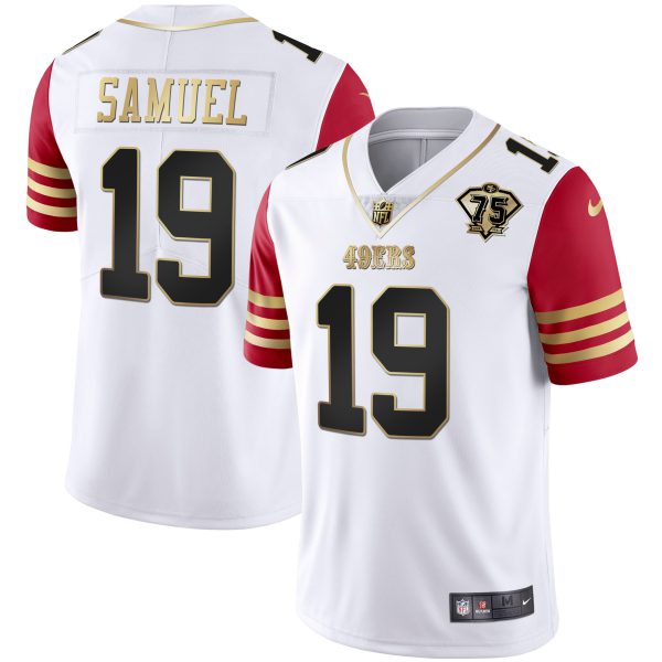 Youth's 49ers 75th Anniversary Patch White Gold & Black Gold - All Stitched - Image 38