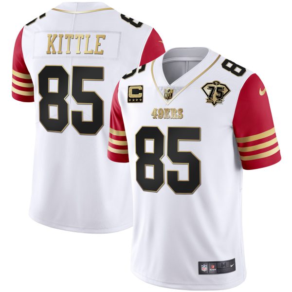 Youth's 49ers 75th Anniversary Patch White Gold & Black Gold - All Stitched - Image 39