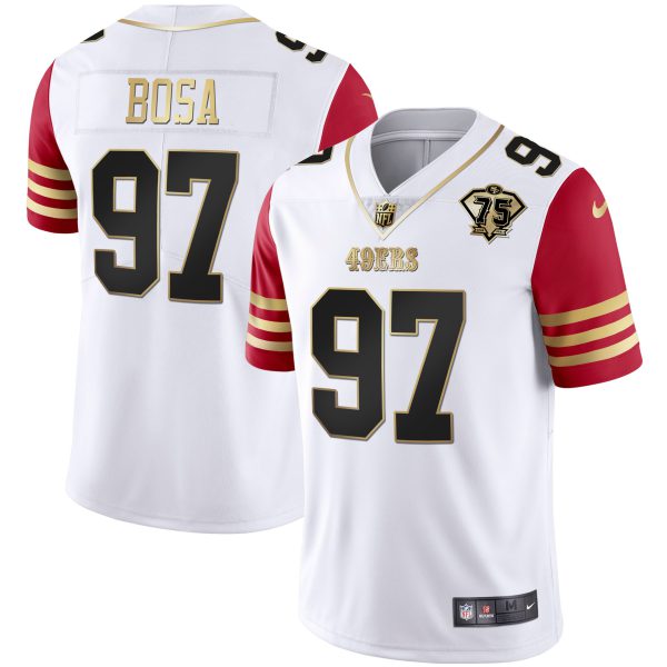 Youth's 49ers 75th Anniversary Patch White Gold & Black Gold - All Stitched - Image 42