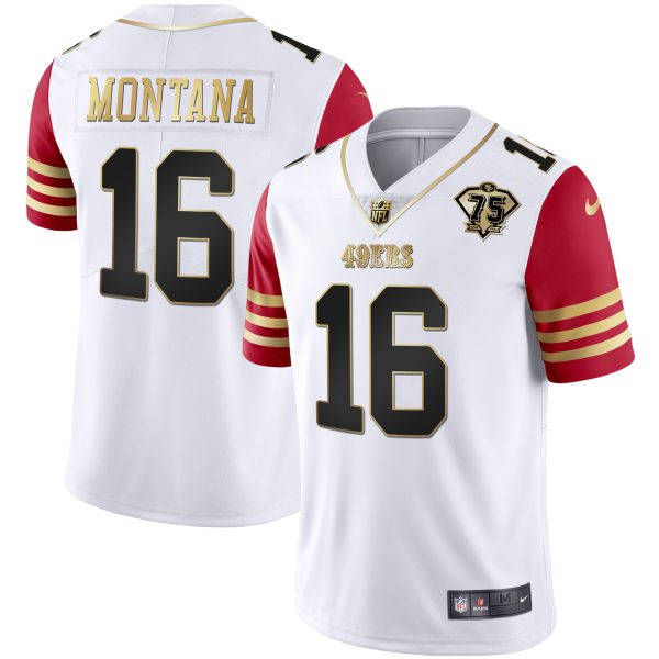 Youth's 49ers 75th Anniversary Patch White Gold & Black Gold - All Stitched - Image 43