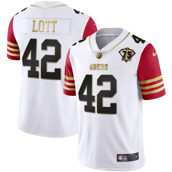 Youth's 49ers 75th Anniversary Patch White Gold & Black Gold - All Stitched - Image 44
