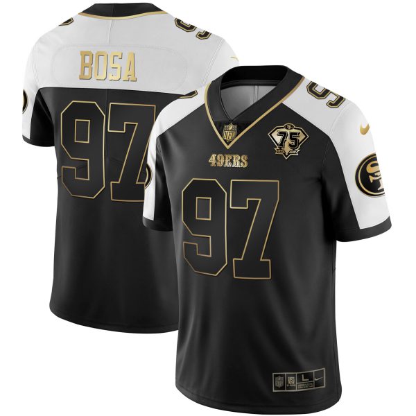 Youth's 49ers 75th Anniversary Patch White Gold & Black Gold - All Stitched - Image 51