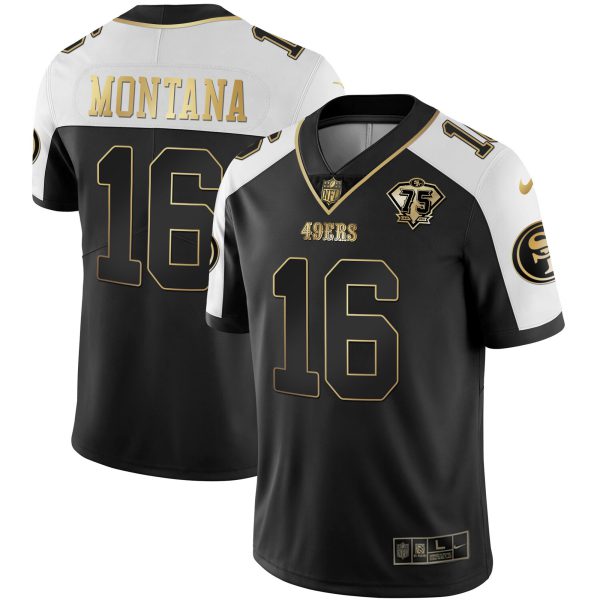 Youth's 49ers 75th Anniversary Patch White Gold & Black Gold - All Stitched - Image 52