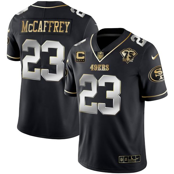 Youth's 49ers 75th Anniversary Patch White Gold & Black Gold - All Stitched