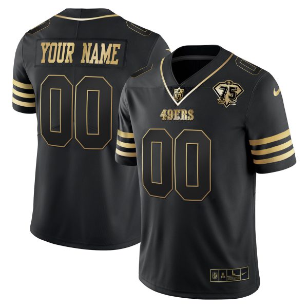 49ers 75th Anniversary Patch Vapor Gold Custom Jersey - All Stitched - Image 3