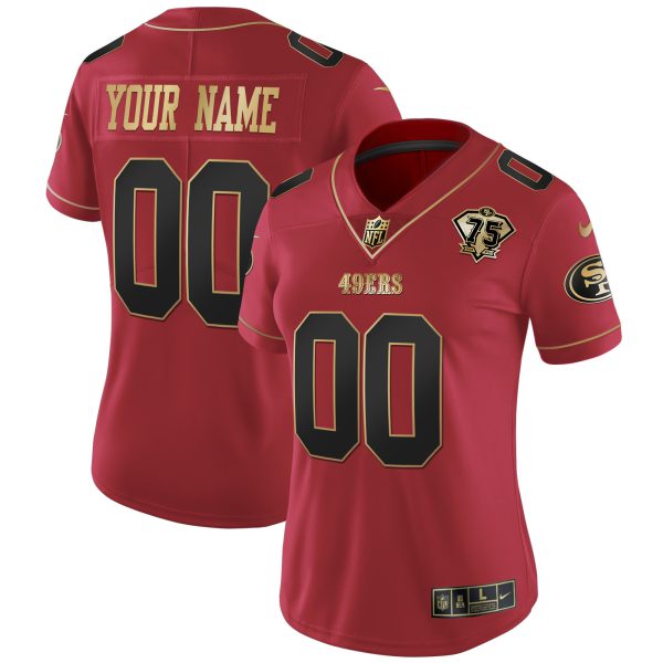 49ers 75th Anniversary Patch Vapor Black Red Gold Limited Custom Name � All Stitched - Image 2