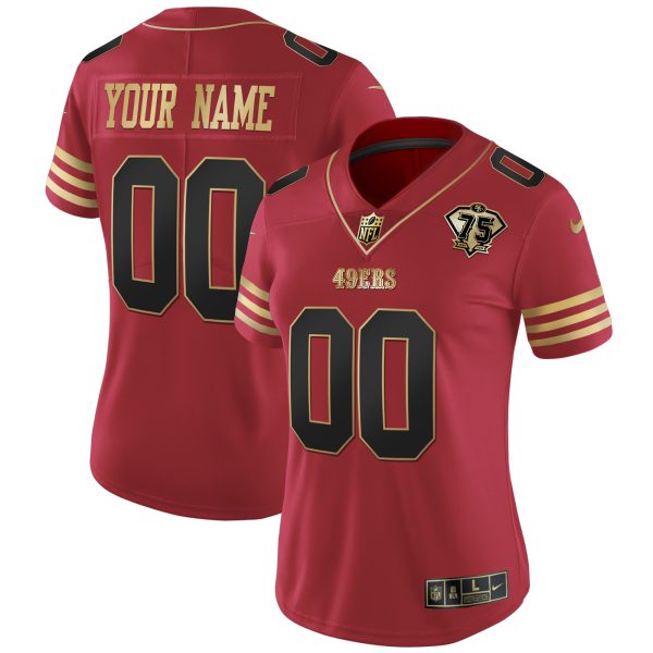 49ers 75th Anniversary Patch Vapor Black Red Gold Limited Custom Name � All Stitched - Image 4