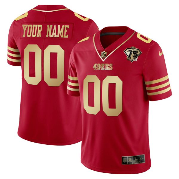 49ers 75th Anniversary Patch Vapor Black Red Gold Limited Custom Name � All Stitched - Image 5