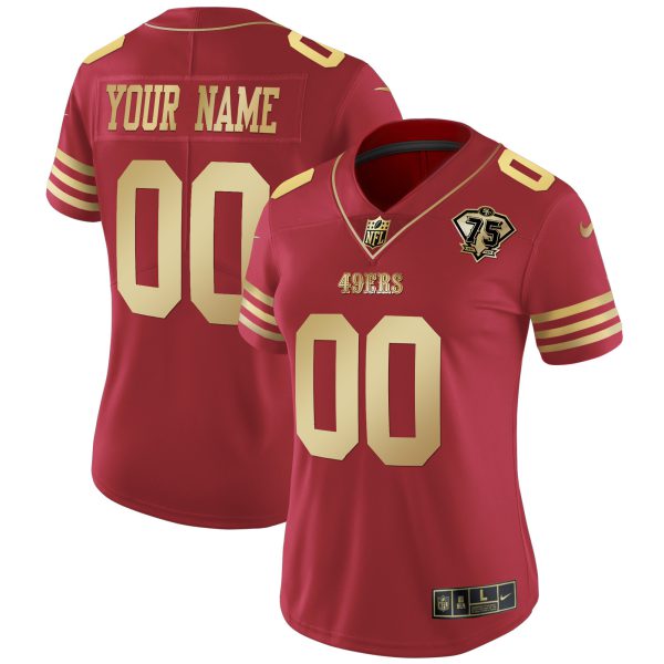49ers 75th Anniversary Patch Vapor Black Red Gold Limited Custom Name � All Stitched - Image 6
