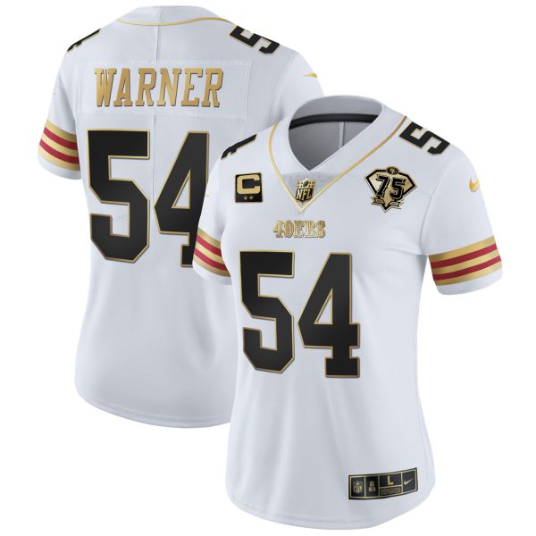 Women's 49ers 75th Anniversary Patch Vapor Gold Jersey V2 - All Stitched - Image 5