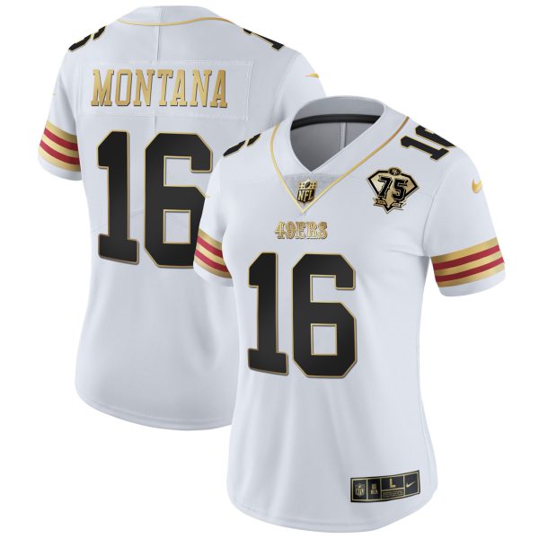 Women's 49ers 75th Anniversary Patch Vapor Gold Jersey V2 - All Stitched - Image 8