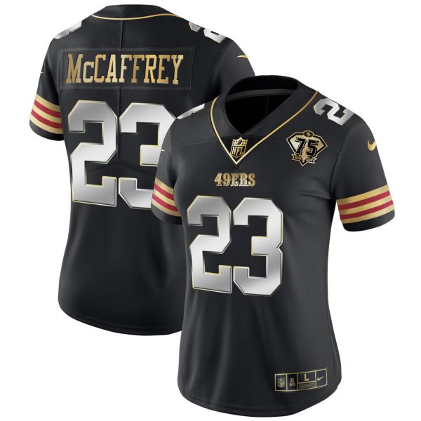 Women's 49ers 75th Anniversary Patch Vapor Gold Jersey V2 - All Stitched - Image 11