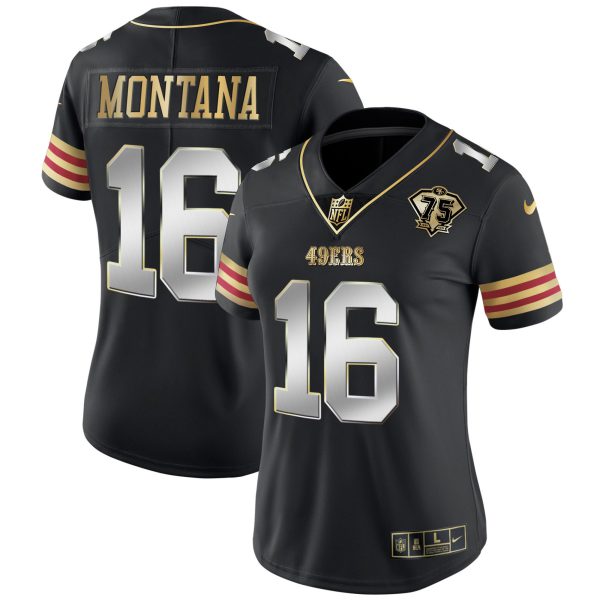 Women's 49ers 75th Anniversary Patch Vapor Gold Jersey V2 - All Stitched - Image 18