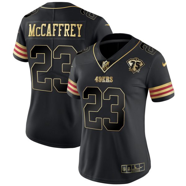 Women's 49ers 75th Anniversary Patch Vapor Gold Jersey V2 - All Stitched - Image 21
