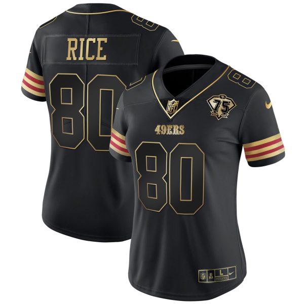 Women's 49ers 75th Anniversary Patch Vapor Gold Jersey V2 - All Stitched - Image 26