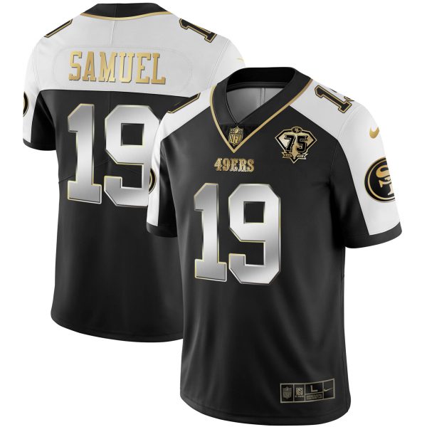 Men's 49ers 75th Anniversary Patch Alternate Vapor Black Gold & Red Gold Limited - All Stitched - Image 2