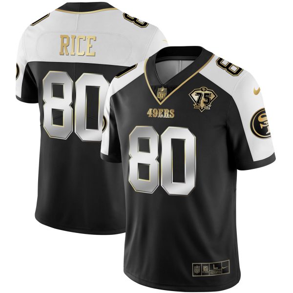 Men's 49ers 75th Anniversary Patch Alternate Vapor Black Gold & Red Gold Limited - All Stitched - Image 5