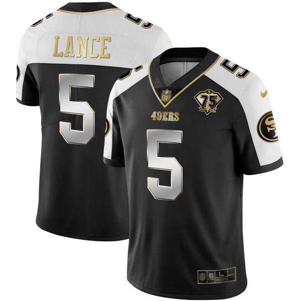 Men's 49ers 75th Anniversary Patch Alternate Vapor Black Gold & Red Gold Limited - All Stitched - Image 7