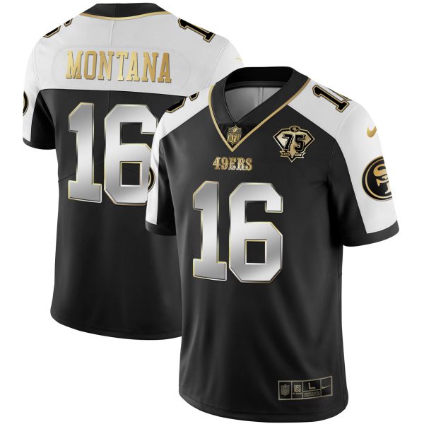 Men's 49ers 75th Anniversary Patch Alternate Vapor Black Gold & Red Gold Limited - All Stitched - Image 8