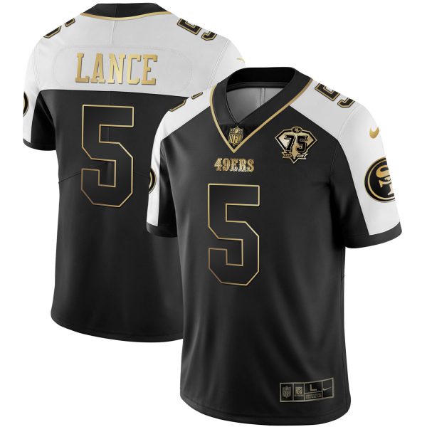 Men's 49ers 75th Anniversary Patch Alternate Vapor Black Gold & Red Gold Limited - All Stitched - Image 16