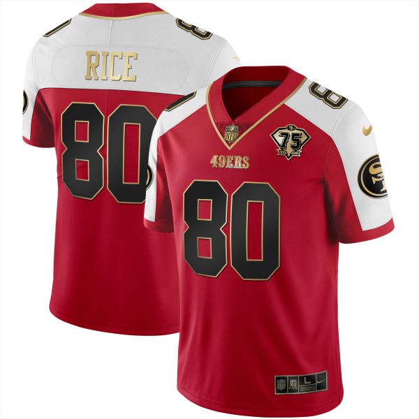 Men's 49ers 75th Anniversary Patch Alternate Vapor Black Gold & Red Gold Limited - All Stitched - Image 23
