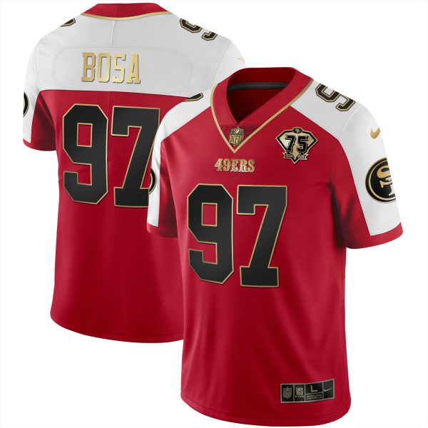 Men's 49ers 75th Anniversary Patch Alternate Vapor Black Gold & Red Gold Limited - All Stitched - Image 24