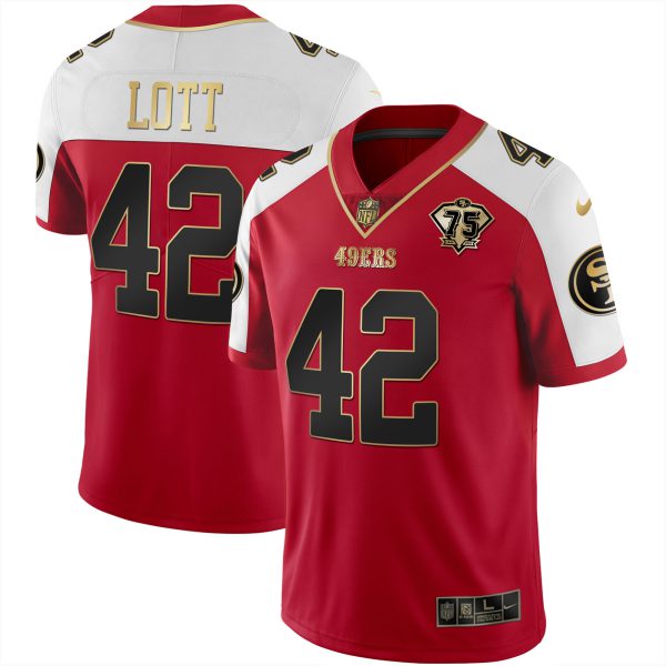Men's 49ers 75th Anniversary Patch Alternate Vapor Black Gold & Red Gold Limited - All Stitched - Image 27
