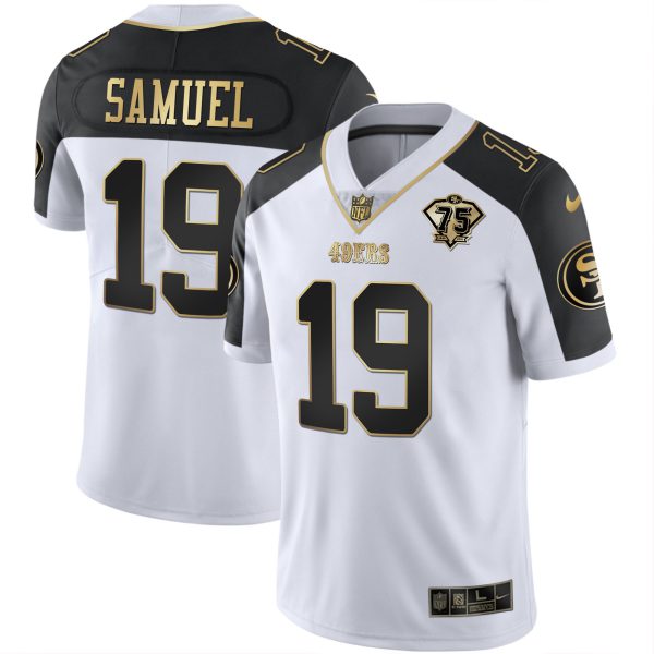 Men's 49ers 75th Anniversary Patch Alternate Vapor Black Gold & Red Gold Limited - All Stitched - Image 29