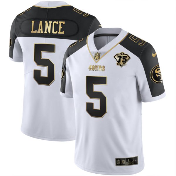 Men's 49ers 75th Anniversary Patch Alternate Vapor Black Gold & Red Gold Limited - All Stitched - Image 34