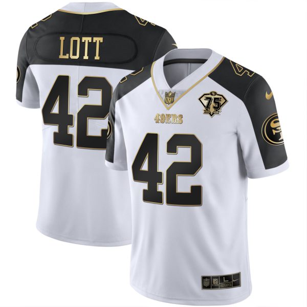 Men's 49ers 75th Anniversary Patch Alternate Vapor Black Gold & Red Gold Limited - All Stitched - Image 36