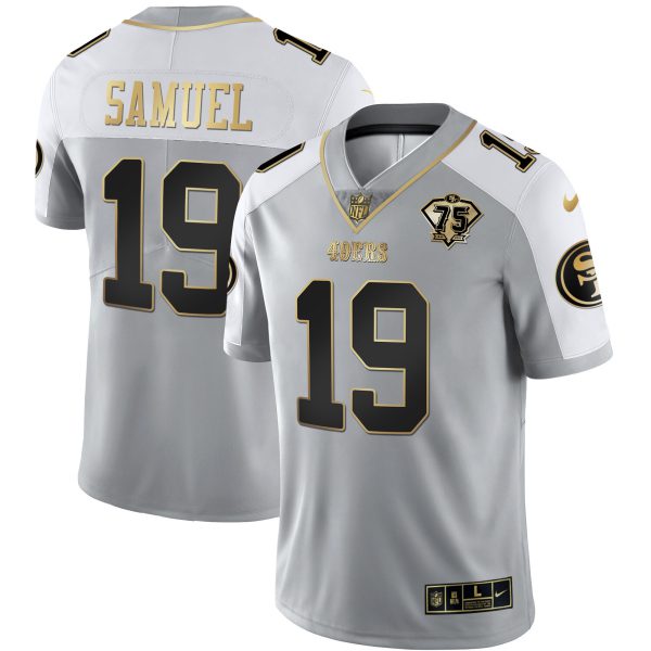 Men's 49ers 75th Anniversary Patch Alternate Vapor Black Gold & Red Gold Limited - All Stitched - Image 38