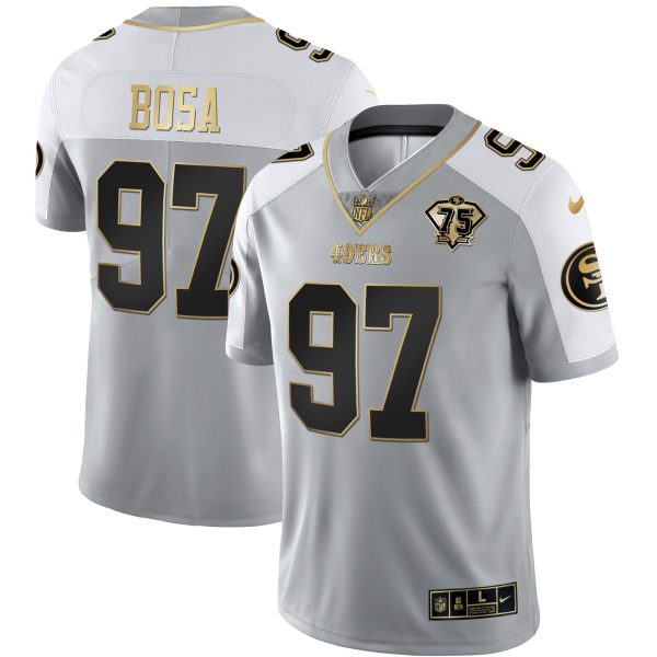 Men's 49ers 75th Anniversary Patch Alternate Vapor Black Gold & Red Gold Limited - All Stitched - Image 42