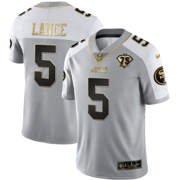 Men's 49ers 75th Anniversary Patch Alternate Vapor Black Gold & Red Gold Limited - All Stitched - Image 43