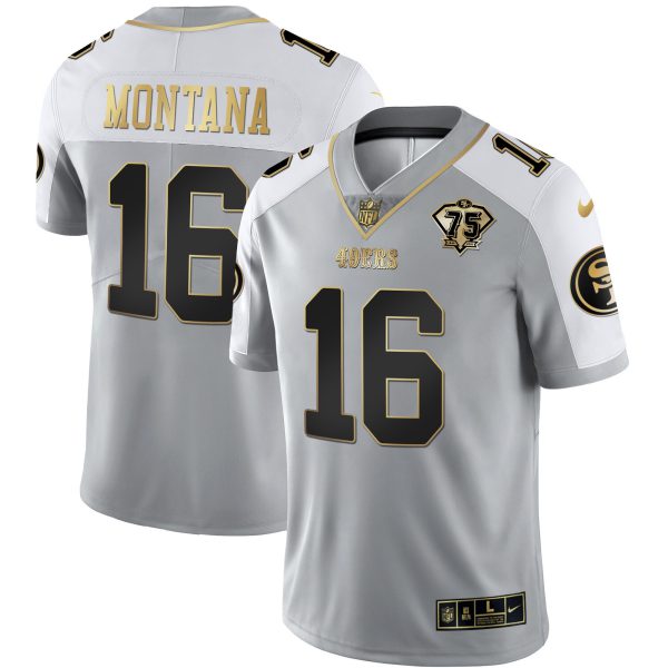 Men's 49ers 75th Anniversary Patch Alternate Vapor Black Gold & Red Gold Limited - All Stitched - Image 44