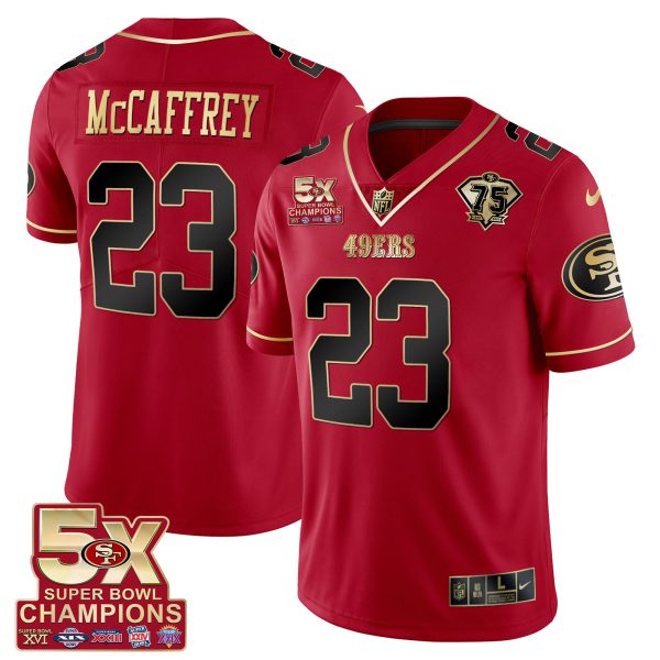 Men's 49ers 5x Super Bowl Patch Black Red Vapor Jersey - Stitched - Image 10