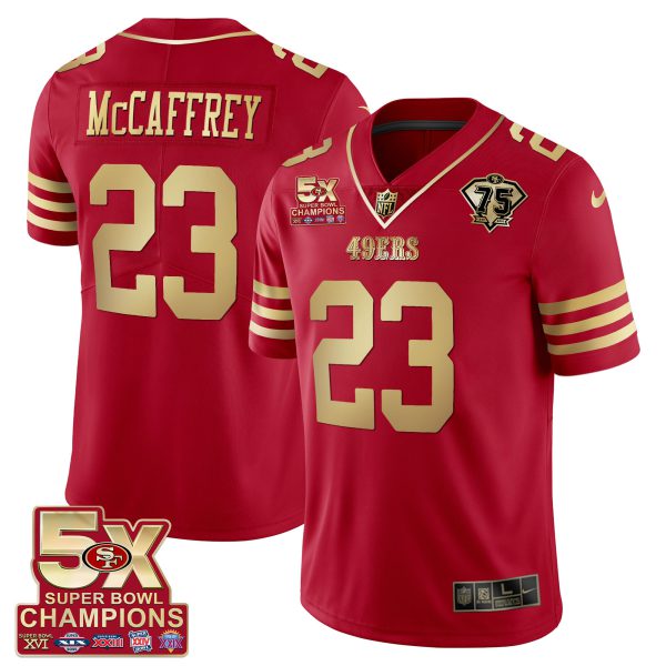 Men's 49ers 5x Super Bowl Patch Black Red Vapor Jersey - Stitched - Image 19