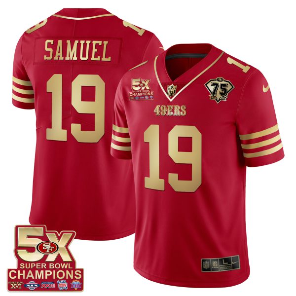 Men's 49ers 5x Super Bowl Patch Black Red Vapor Jersey - Stitched - Image 20