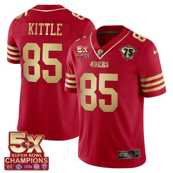 Men's 49ers 5x Super Bowl Patch Black Red Vapor Jersey - Stitched - Image 22