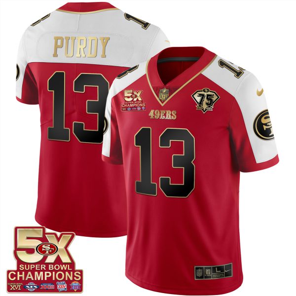 Men's 49ers 5x Super Bowl Patch Black Red Vapor Jersey - Stitched - Image 30