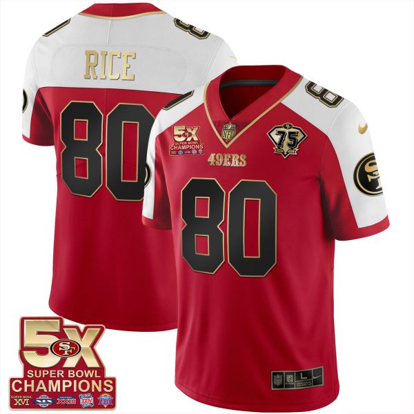 Men's 49ers 5x Super Bowl Patch Black Red Vapor Jersey - Stitched - Image 33