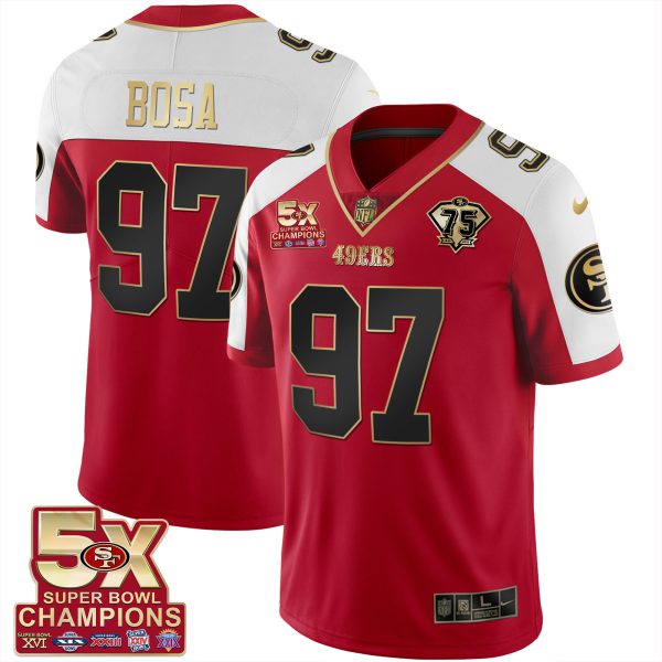 Men's 49ers 5x Super Bowl Patch Black Red Vapor Jersey - Stitched - Image 34