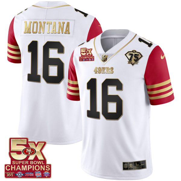 Men's 49ers 5x Super Bowl Patch Black Red Vapor Jersey - Stitched - Image 44