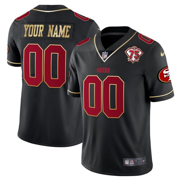 49ers 75th Anniversary Patch Vapor Gold Trim Custom Jersey V2 - All Stitched - Image 2