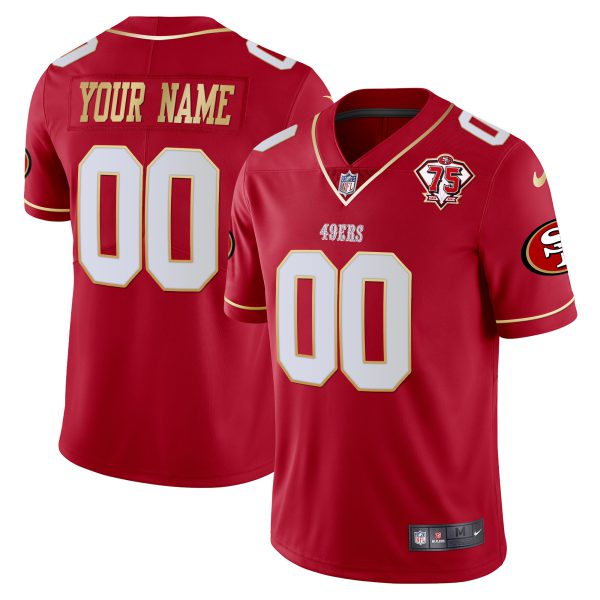 49ers 75th Anniversary Patch Vapor Gold Trim Custom Jersey V2 - All Stitched - Image 3