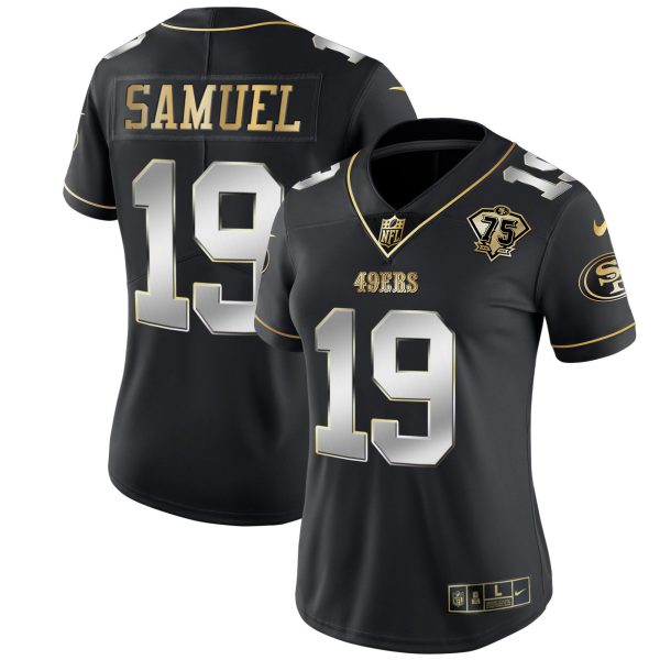 Women's 49ers 75th Anniversary Patch White Gold & Black Gold - All Stitched - Image 2