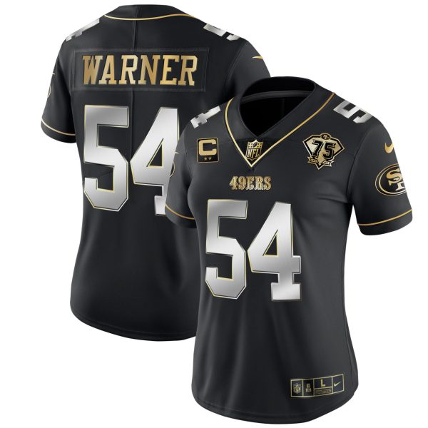 Women's 49ers 75th Anniversary Patch White Gold & Black Gold - All Stitched - Image 4