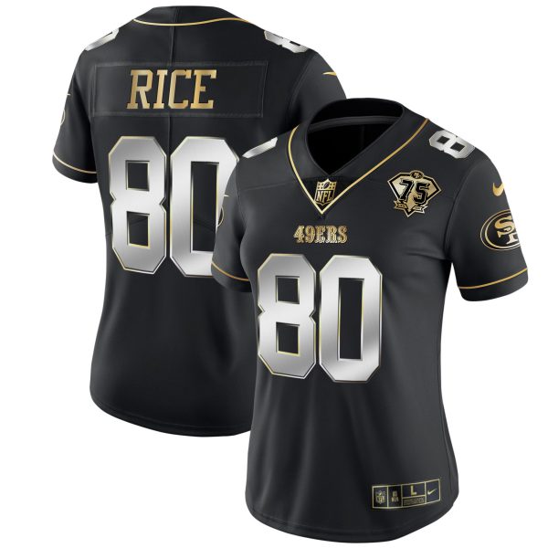 Women's 49ers 75th Anniversary Patch White Gold & Black Gold - All Stitched - Image 5