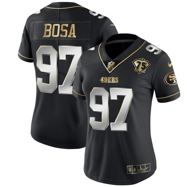 Women's 49ers 75th Anniversary Patch White Gold & Black Gold - All Stitched - Image 6