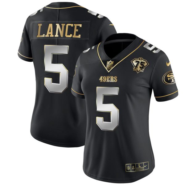 Women's 49ers 75th Anniversary Patch White Gold & Black Gold - All Stitched - Image 7