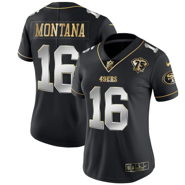 Women's 49ers 75th Anniversary Patch White Gold & Black Gold - All Stitched - Image 8